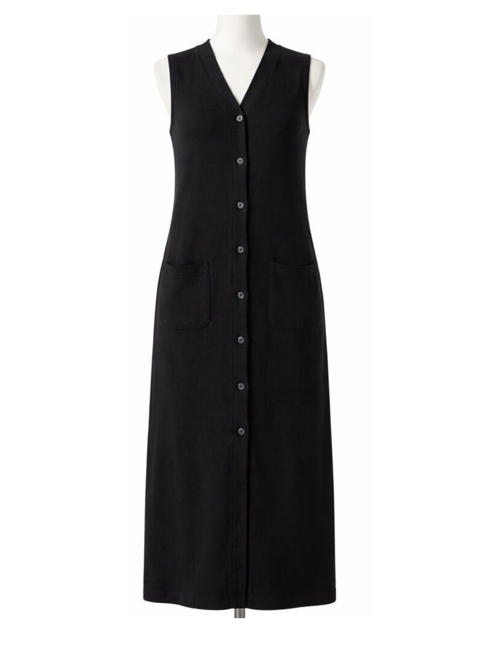 Vtg Outlander Black Knit Sleeveless Button Front Dress Long Maxi Women m 8 10
